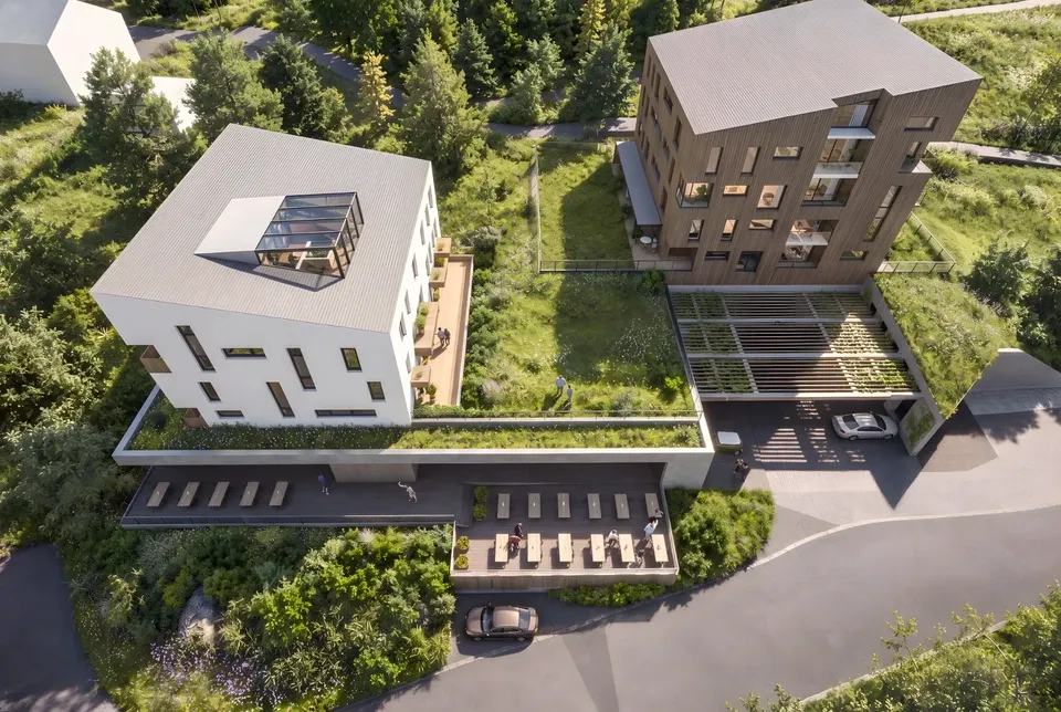 Hotel Arnika Janské Lázně, ptačí pohled na vstupní část